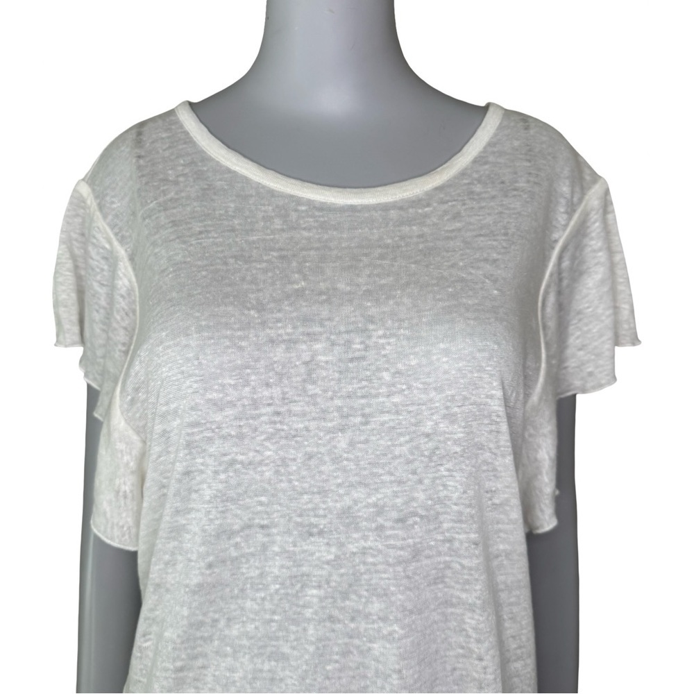 CURRENT/ELLIOTT “The Cosmos Tee” 100% Linen Flutter Sleeve Knit Top W/Tag 4/XL - Picture 8 of 14